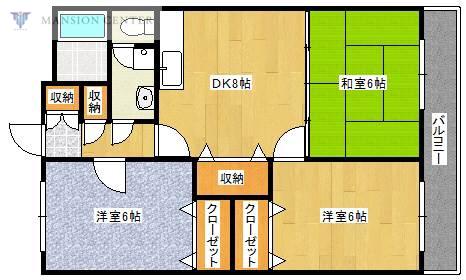 イストワール(3DK/2階)の間取り写真