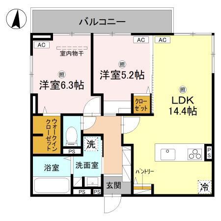 D-ROOM中小阪(2LDK/2階)の間取り写真