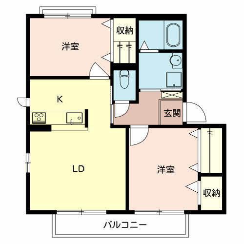 シャーメゾンキティーA棟(2LDK/2階)の間取り写真