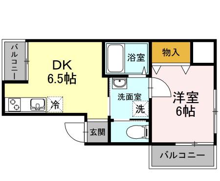 オークコープ(1DK/1階)の間取り写真