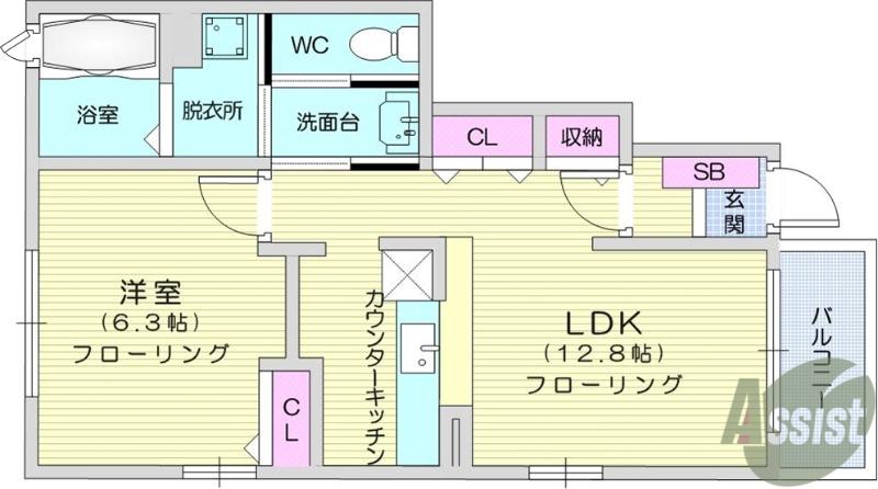 サニーグローブⅠ(1LDK/1階)の間取り写真