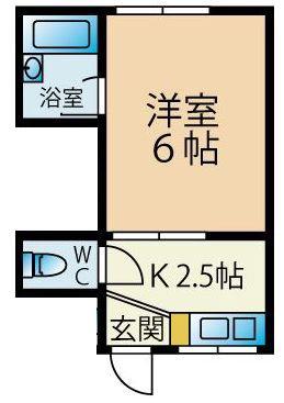 中山荘(1K/2階)の間取り写真