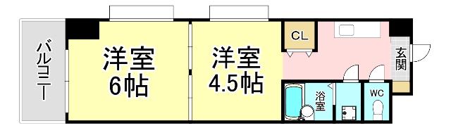 レスプランドール(2K/4階)の間取り写真
