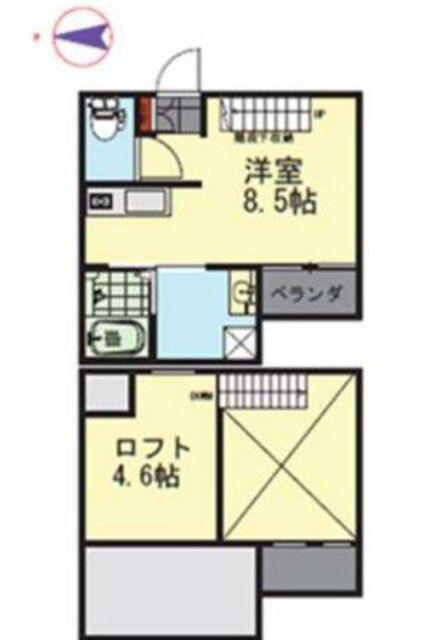 ラルク高畑(ワンルーム/2階)の間取り写真