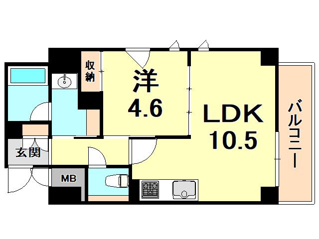 REFISIA西宮(1LDK/5階)の間取り写真