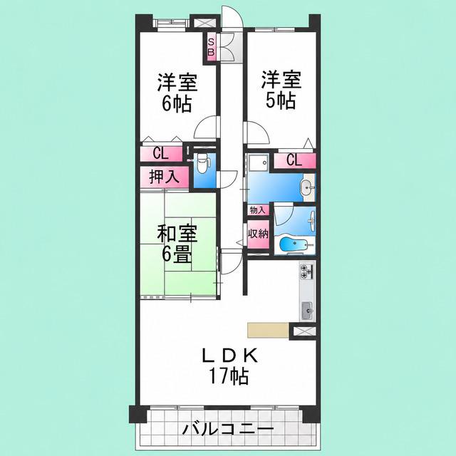 ソルプラーサ堺(3LDK/15階)の間取り写真