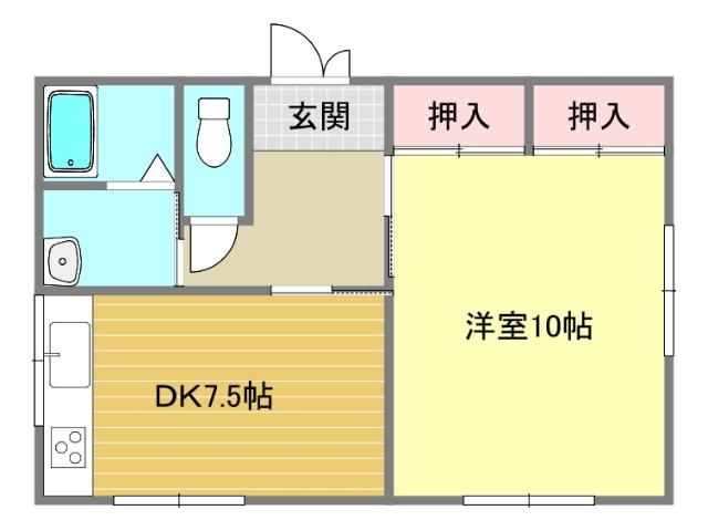 メゾンタカノ前1F(1DK/1階)の間取り写真