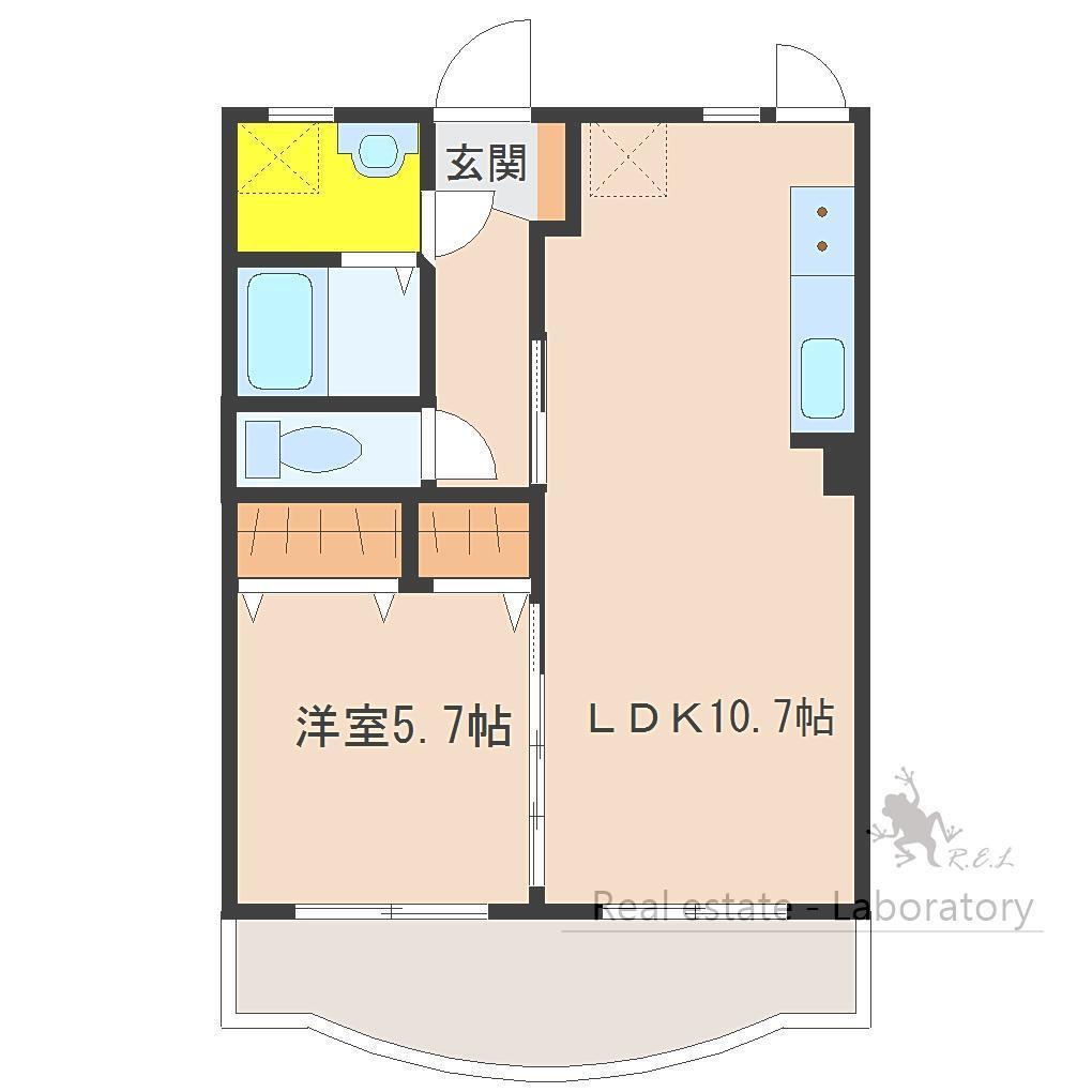 LAZO・SWEET AOBA 旧ユーミー(1LDK/2階)の間取り写真