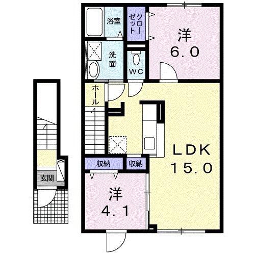 グラストレーズ深堀通(2LDK/2階)の間取り写真