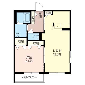 モンテベルデ長坂(1LDK/1階)の間取り写真
