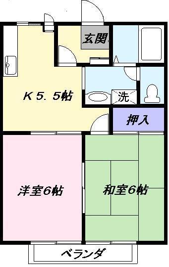 プリモ野島(2K/1階)の間取り写真