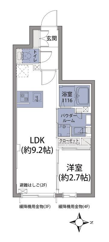 ルネサンスコート高田馬場PATRIA 礼無 ネットフリー 手無 宅配B(1LDK/4階)の間取り写真
