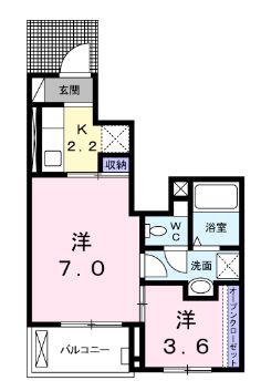 ラスタハウス(2K/1階)の間取り写真