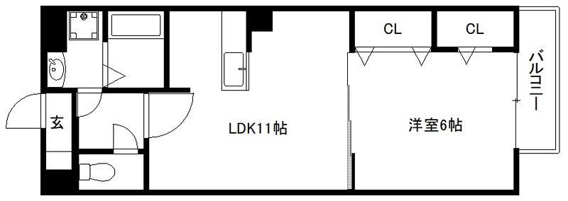 サニーコンフォート北山(1LDK/1階)の間取り写真