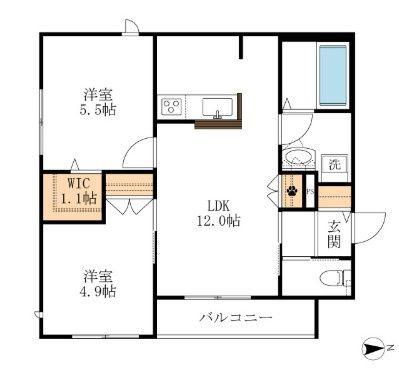 コンフォート中葛西(2LDK/1階)の間取り写真