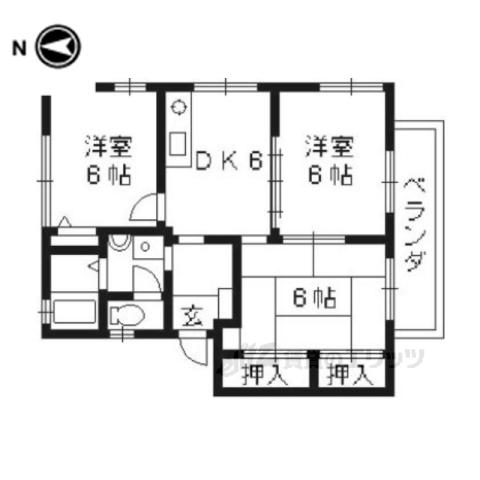 ウエストサイドタウン(3DK/1階)の間取り写真