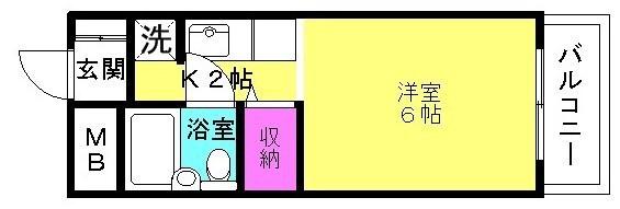 KI3ビル(1K/2階)の間取り写真