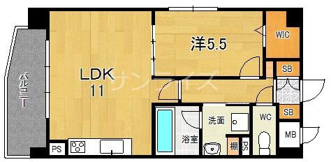 グランプラス京橋(1LDK/1階)の間取り写真