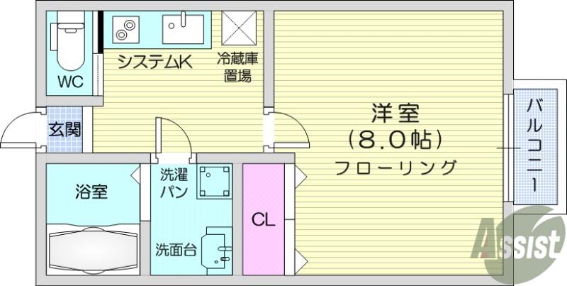 PADDINGTON南小泉(1K/2階)の間取り写真