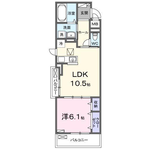 ヒカルサ東加古川(1LDK/1階)の間取り写真