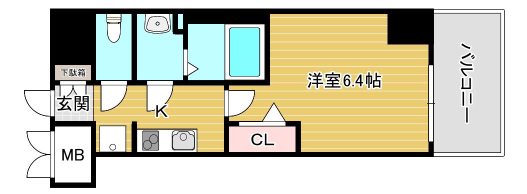 アドバンス大阪カーサ(1K/2階)の間取り写真