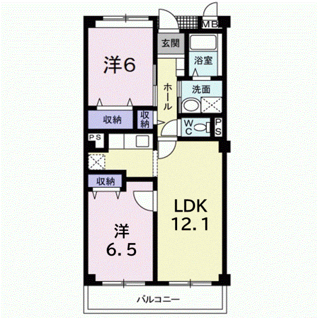 アビタシオンII(2LDK/3階)の間取り写真