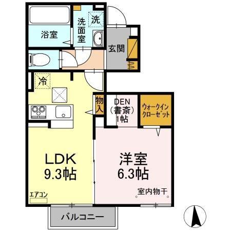 KALMIA(1LDK/1階)の間取り写真