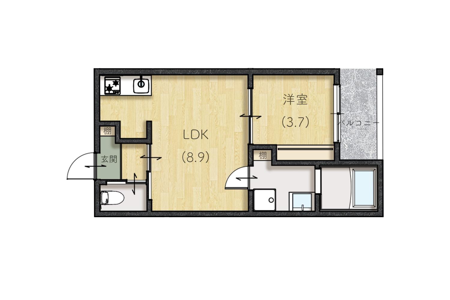 LE LIEN広町田(1LDK/3階)の間取り写真