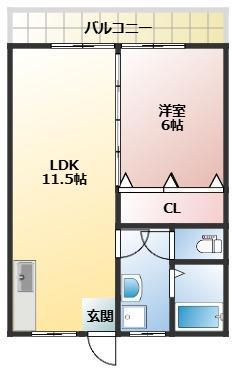 SUN HEIGHTS(1LDK/2階)の間取り写真