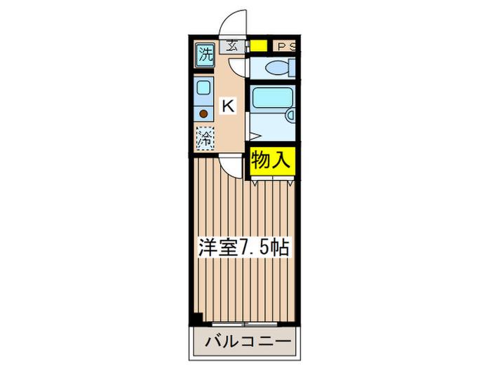 クレスト多摩センター(1K/5階)の間取り写真