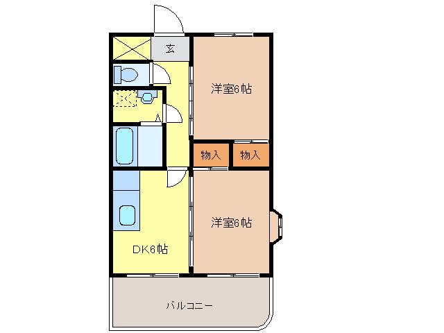 ルネッサマツモト(2DK/2階)の間取り写真