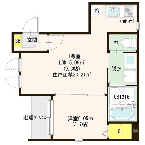 アルカーサ道徳新町(1LDK/3階)の間取り写真