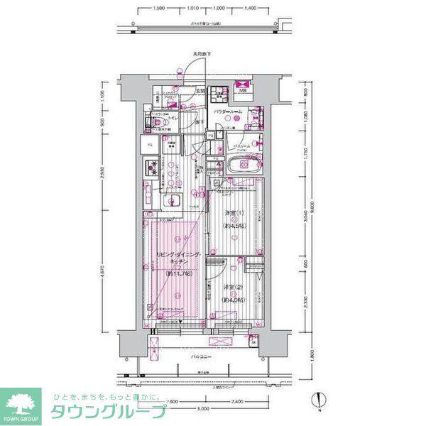 プレサンス ロジェ 金山駅前(2LDK/9階)の間取り写真