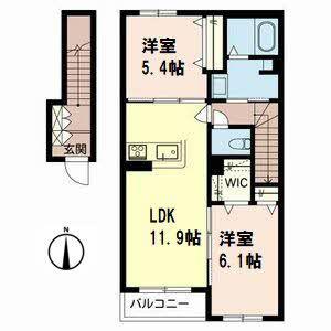 シャーメゾン ドゥース(2LDK/2階)の間取り写真