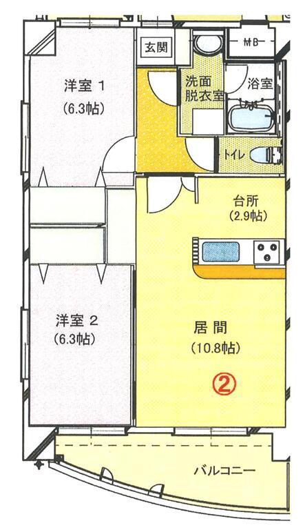 ブライムマンションはなみずき402(2LDK/4階)の間取り写真