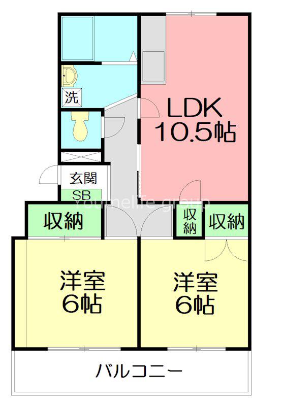 CASAあけぼの(2LDK/2階)の間取り写真