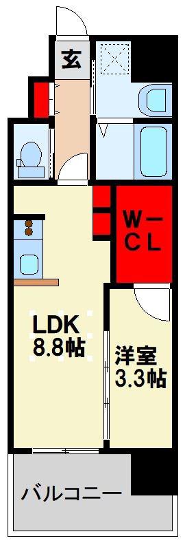 ブレス唐人町駅前(1LDK/4階)の間取り写真