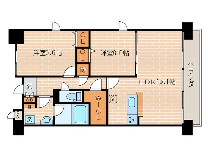 クリスタ京都(2LDK/7階)の間取り写真