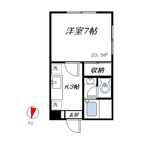サンバレー東中野(1K/1階)の間取り写真