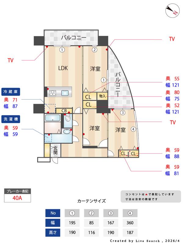 S-FORT警固タワー(3LDK/4階)の間取り写真