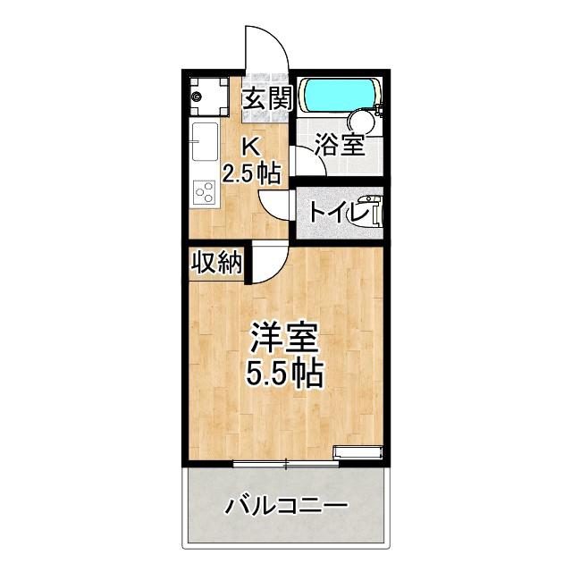 レジリエンス松ケ丘(1K/2階)の間取り写真