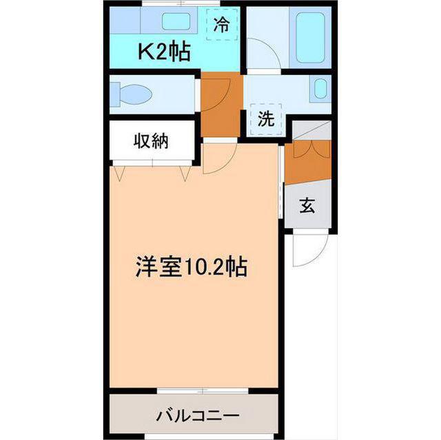カサジェナ(1K/2階)の間取り写真