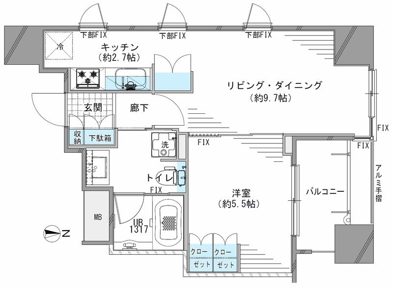 プレシス半蔵門(1LDK/11階)の間取り写真