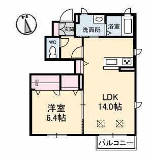アトリエール(2LDK/1階)の間取り写真