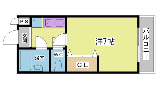 スクエアメゾン鈴蘭台(1K/1階)の間取り写真
