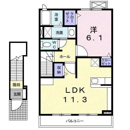 フィオーレ・ジーリョ(1LDK/2階)の間取り写真