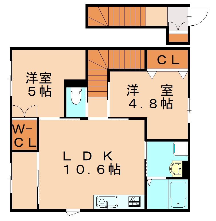 フォルモーサヒルズ(2LDK/2階)の間取り写真