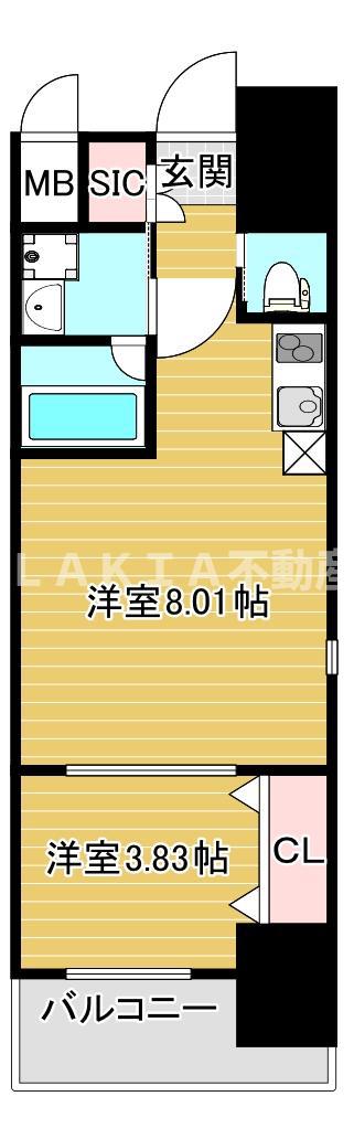 滝川公園プライマリーワン(1LDK/11階)の間取り写真