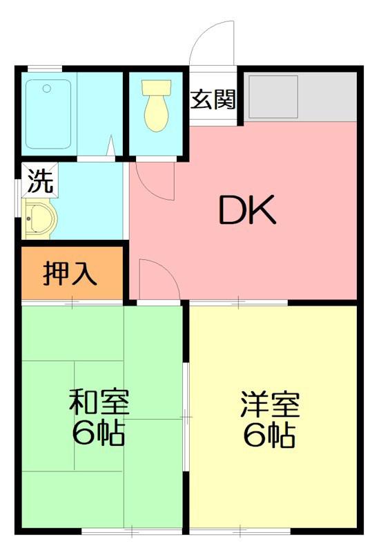 アムール(2DK/2階)の間取り写真