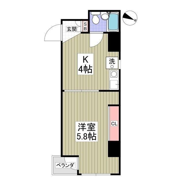 グリーンシャンク(1K/3階)の間取り写真